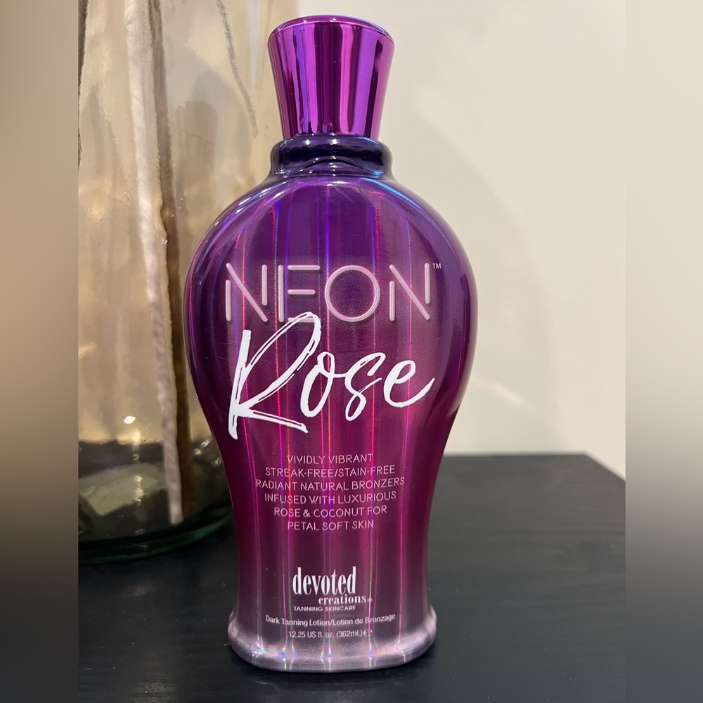 BRAND NEW Neon Rose Devoted Creations Indoor Outdoor Tanning Lotion.